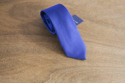 Cravatta a pois fondo blu mod. 002