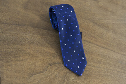Cravatta a pois fondo blu mod. 105