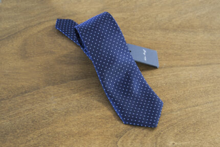 Cravatta a pois fondo blu mod. 014