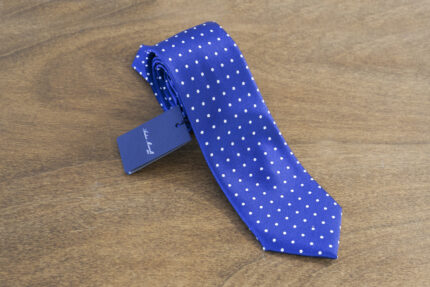 Cravatta a pois fondo azzurro mod. 016