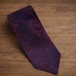 Cravatta Fantasia Cashmere Bordeaux e Blu 388