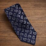 Cravatta Fantasia Cashmere Blu e Bianca 441